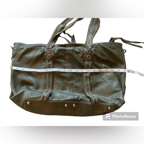 Joelle Hawkins Large Leather Army Green Shoulder & Crossbody Bag. - Picture 15 of 15